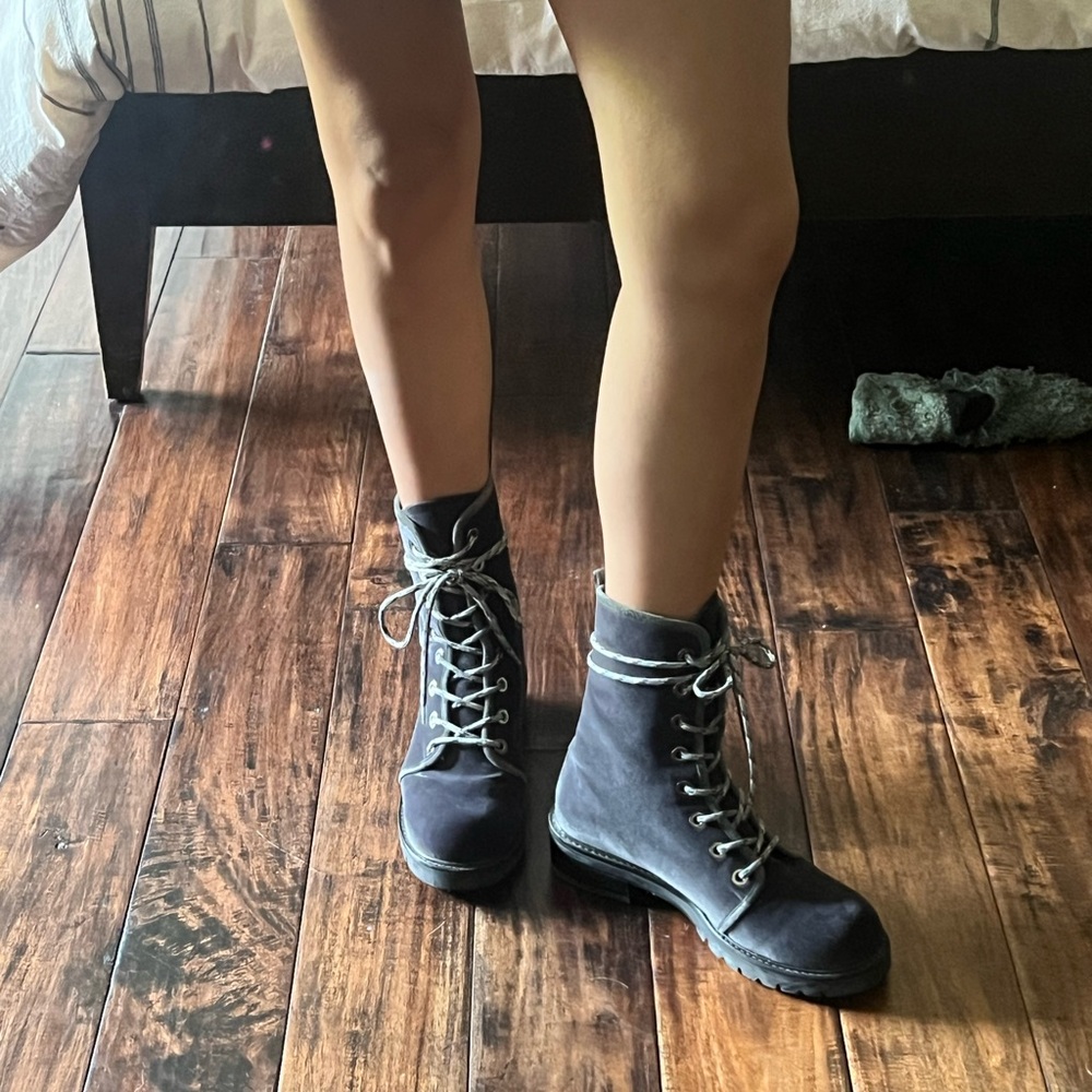 Stuart Weitzman velvet combat boots